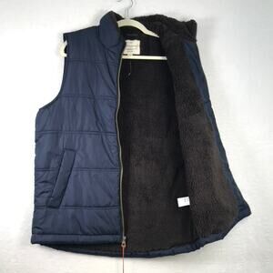 Weatherproof Vintage Vest Puffer Mens Medium Faux Fur Lined Hiking Camping GORP